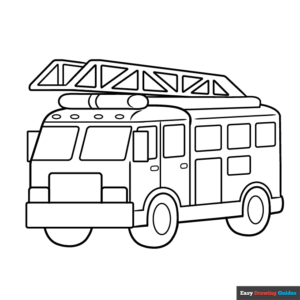 Fire truck coloring page easy drawing guides