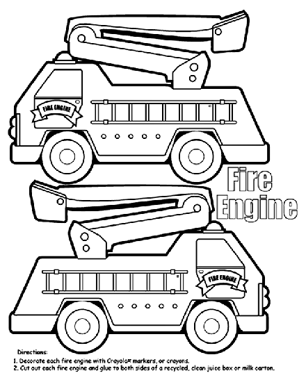 Fire engine box coloring page