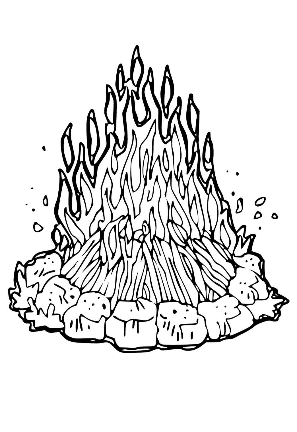 Free printable camp fire flame coloring page for adults and kids