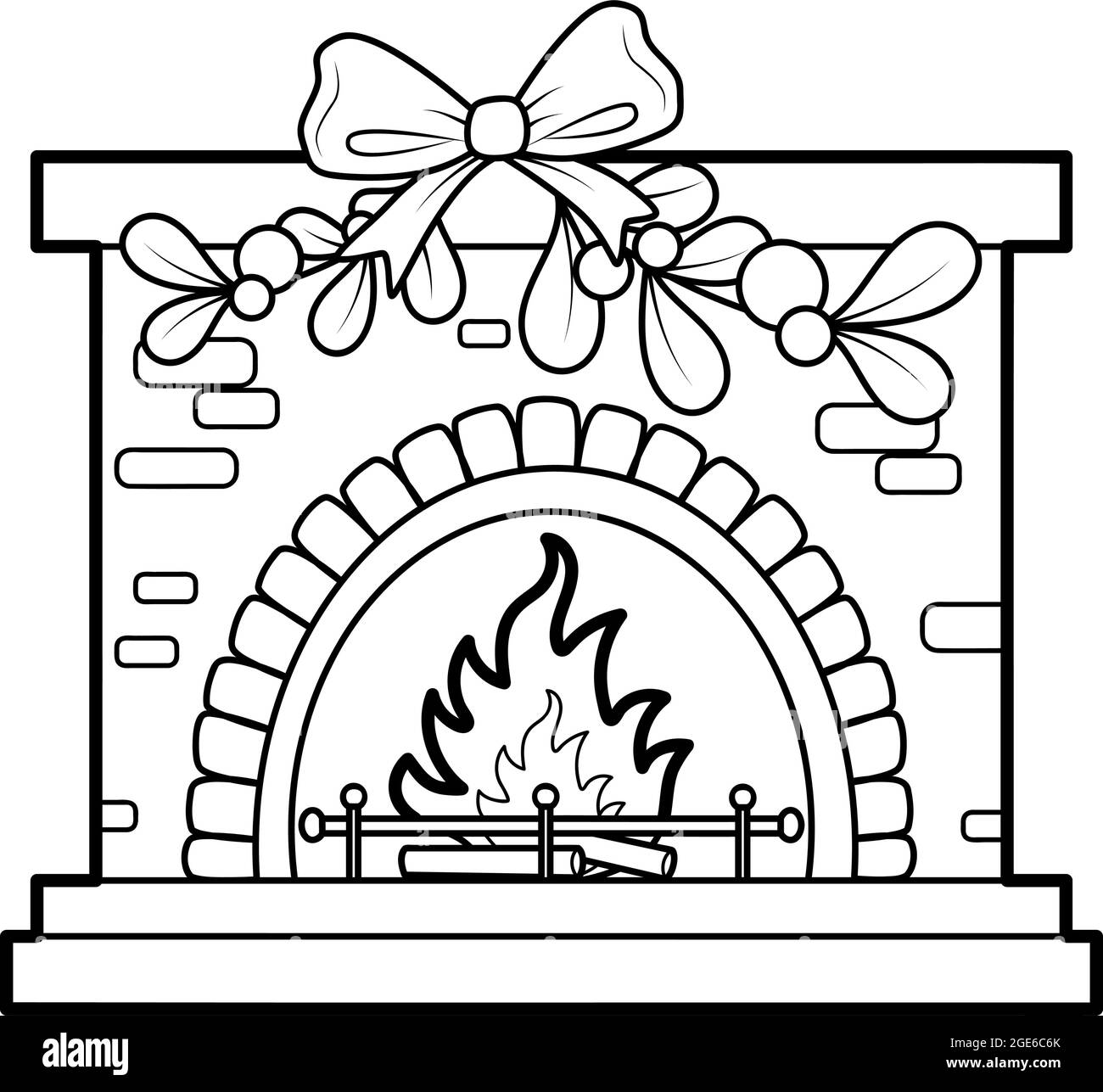 Christmas coloring book or page for kids fireplace black and white vector illustration stock vector image art