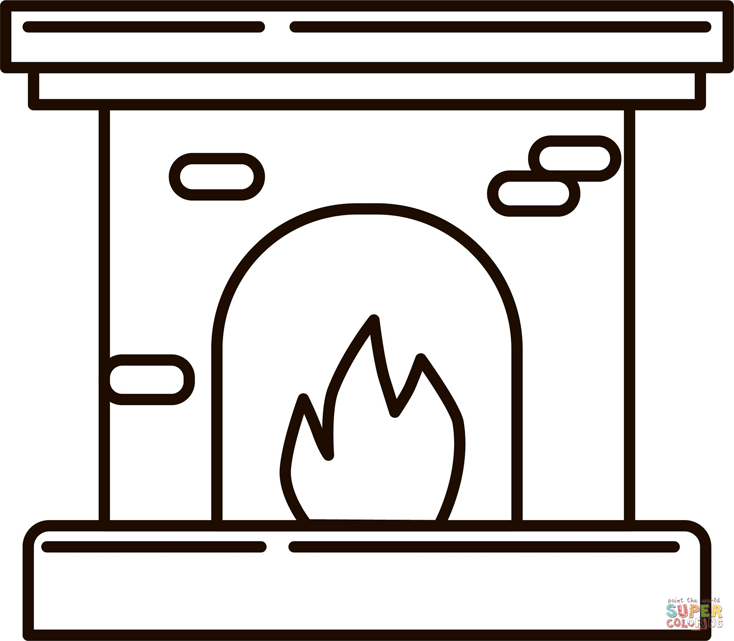 Fireplace coloring page free printable coloring pages