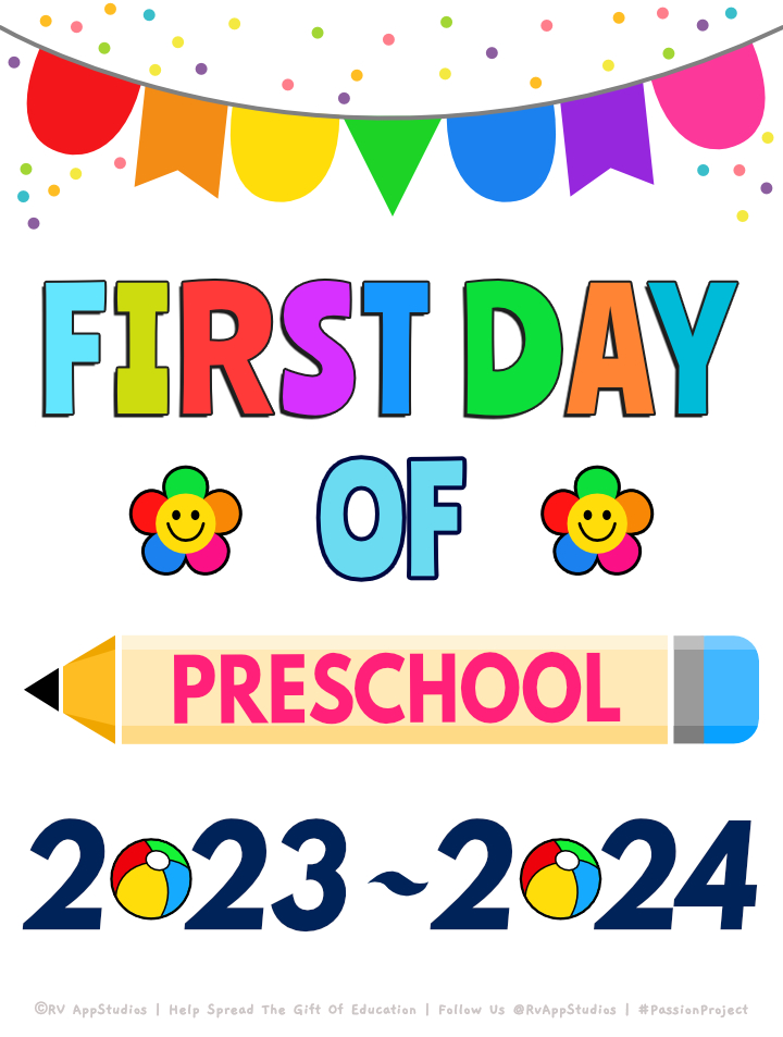 First day of preschool signs
