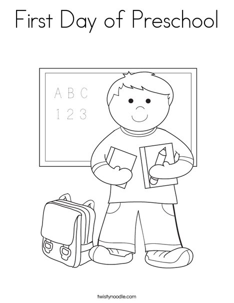 First day of preschool coloring page