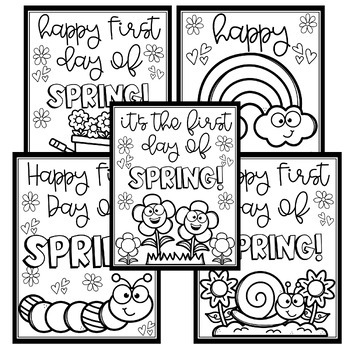 Spring is here first day of spring coloring pages activity for march april may