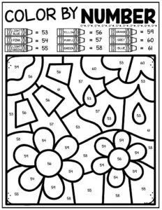 Free spring color by number worksheets pages