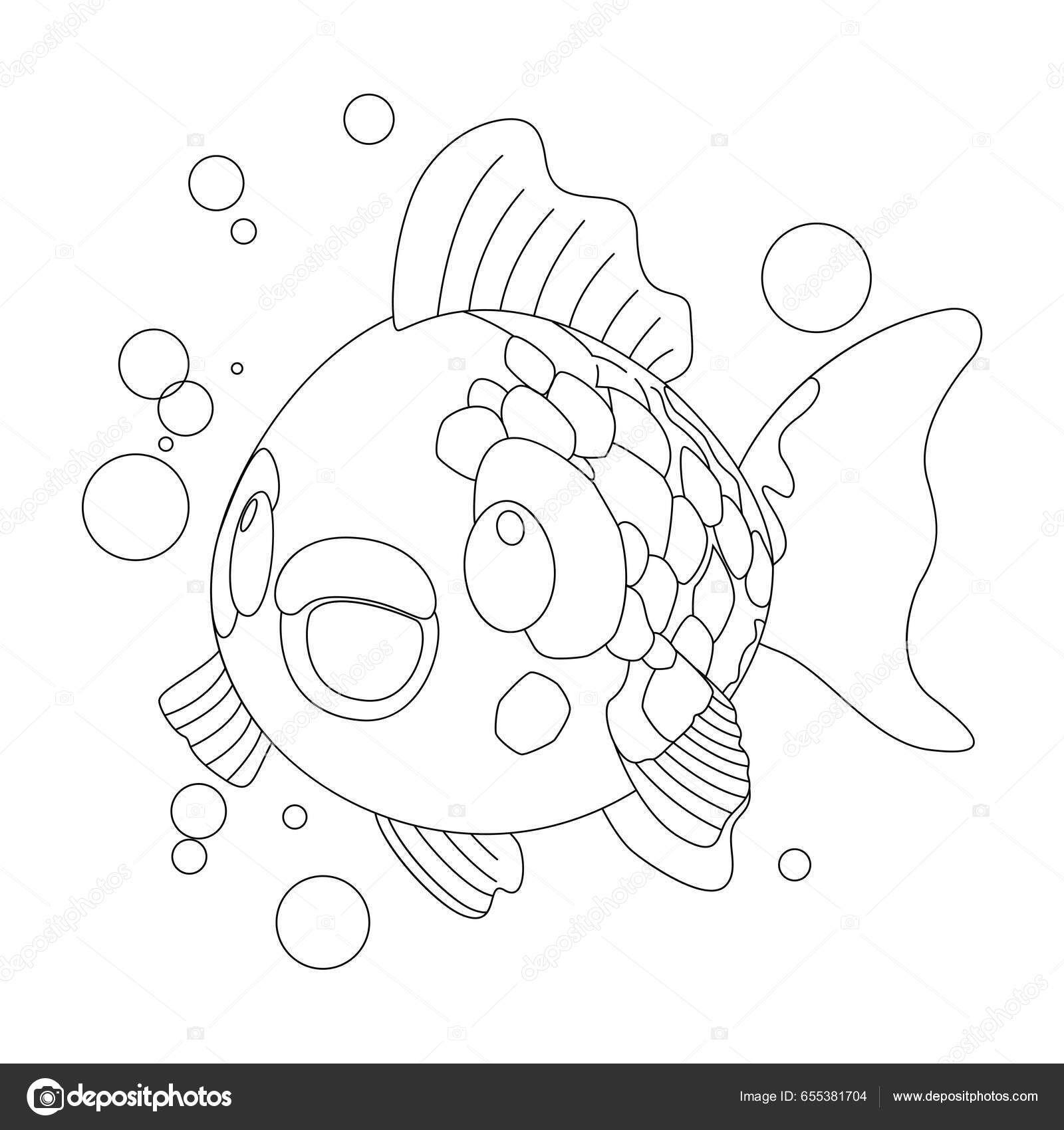 Fish face drawing coloring pages