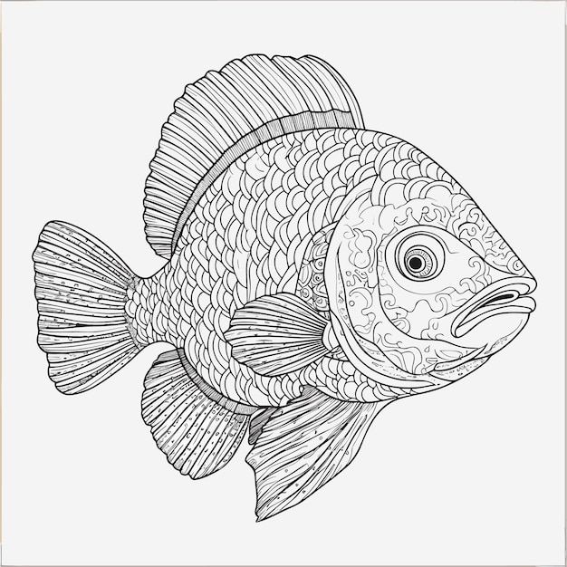 Fish face drawing coloring pages
