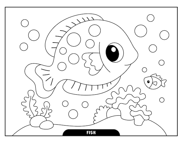 Premium vector fish coloring pages for kids