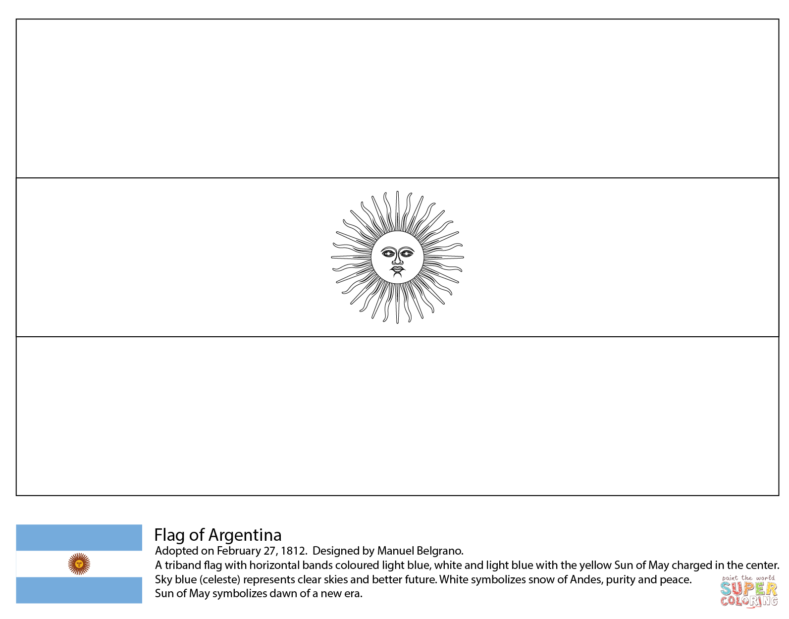 Argentina flag coloring page free printable coloring pages