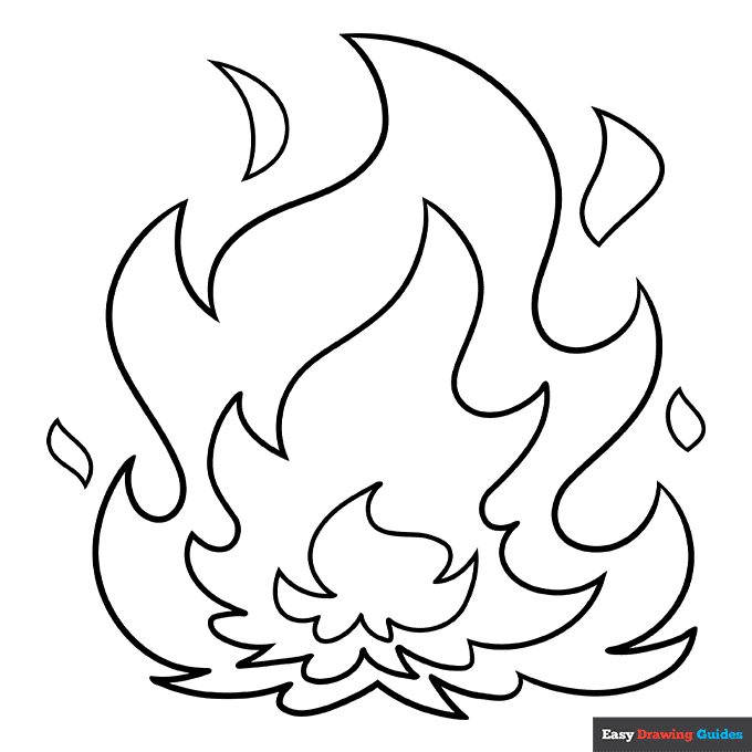 Cartoon flames coloring page easy drawing guides