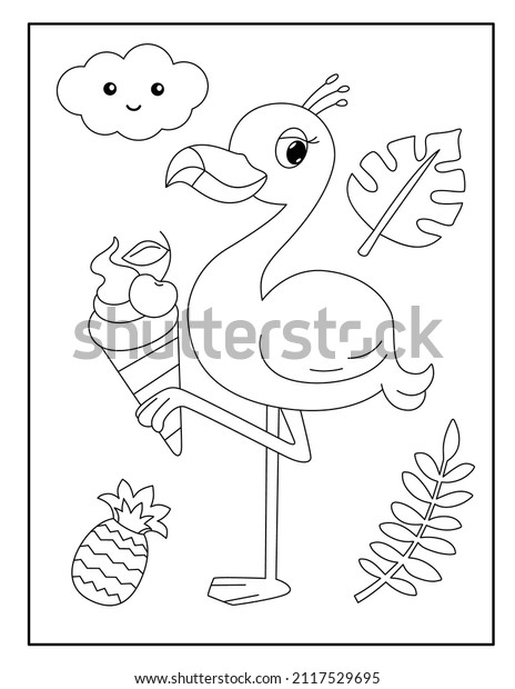 Flamingo coloring page kids stock vector royalty free