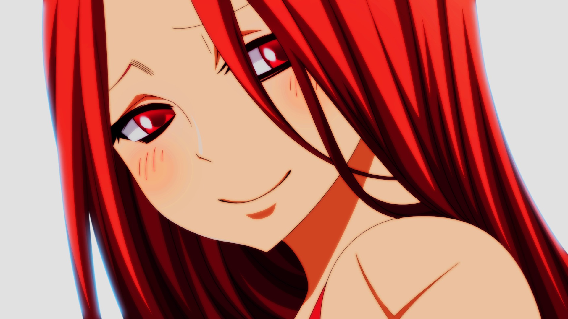 Download wallpaper a sad look white background anime red hair fairy tail flare corona a gentle smile section other in resolution x