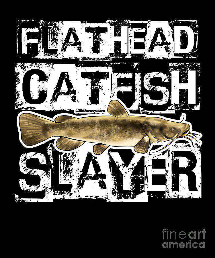 Funny flathead catfish fishing freshwater fish digital art by lukas davis