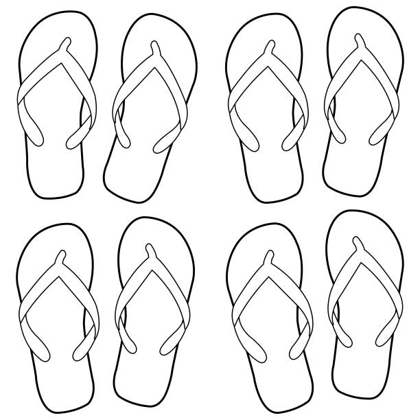 Summer flip flops vector black and white coloring page stock illustration