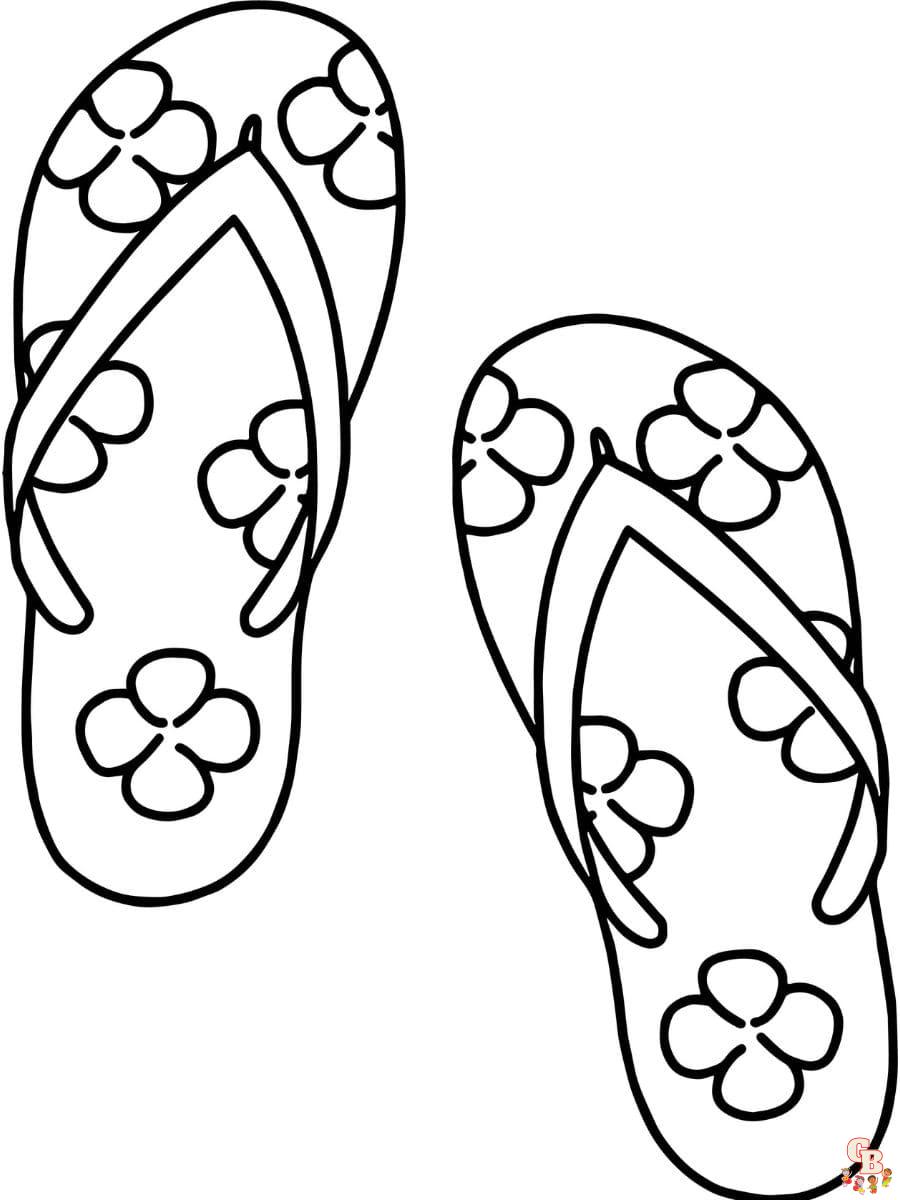 Printable flip flop coloring pages free for kids and adults