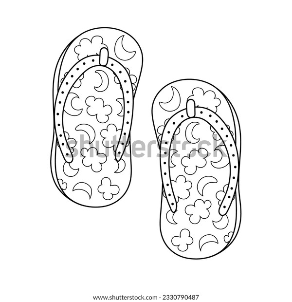 Doodle flip flop shoes coloring page stock vector royalty free