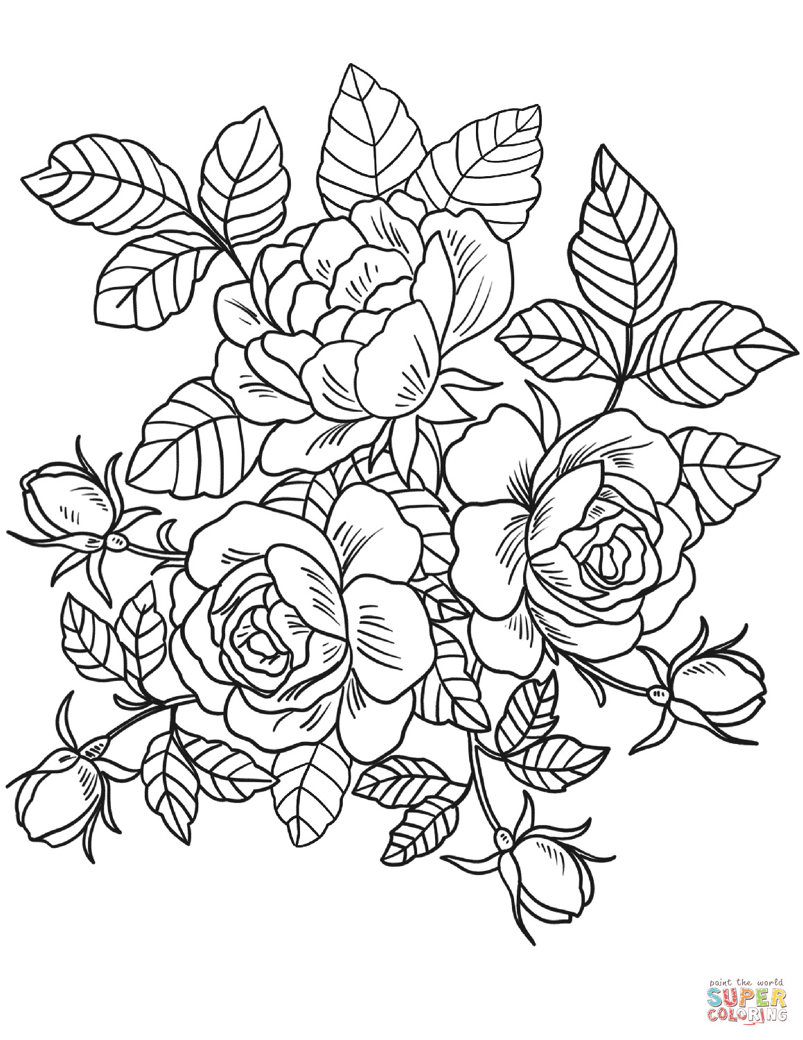 Roses flowers coloring page free printable coloring pages rose coloring pages detailed coloring pages flower coloring pages