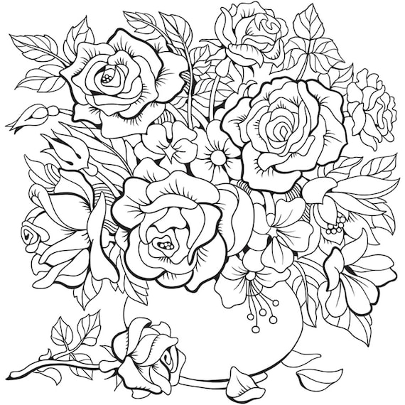 Flower coloring pages floral adult coloring pages printable adult coloring page