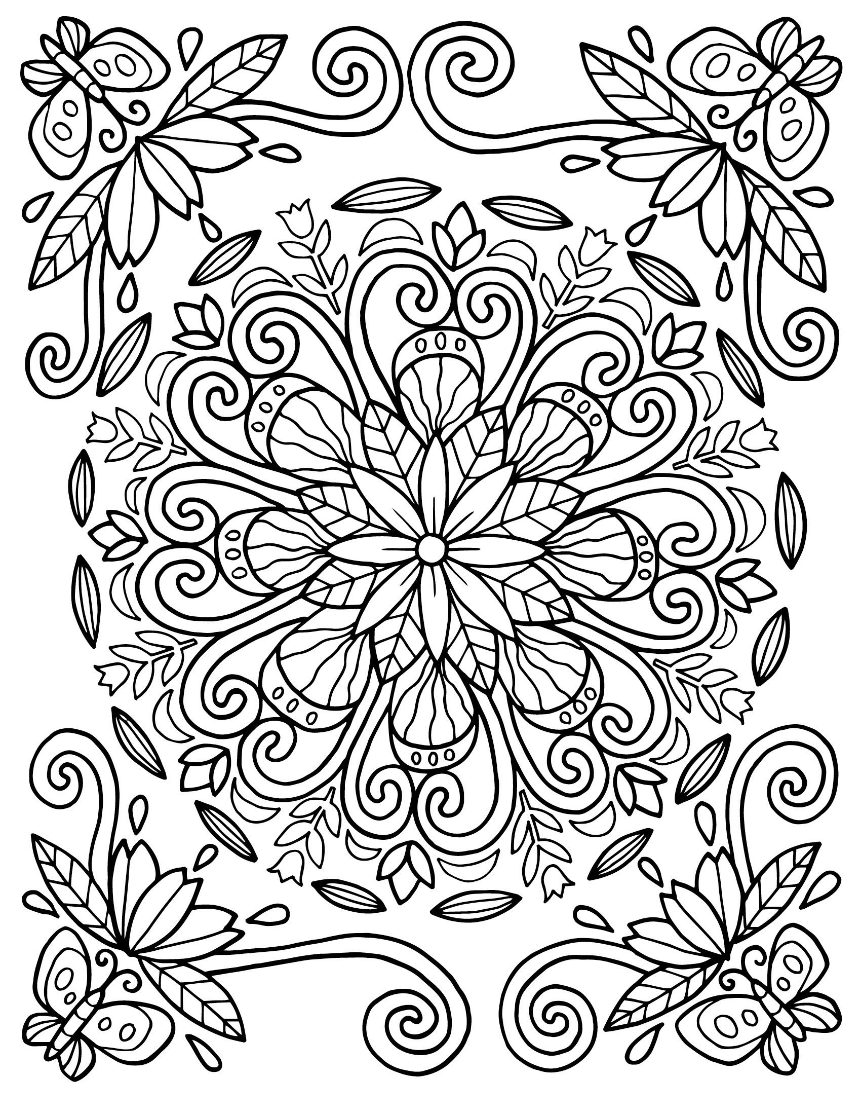 Floral coloring pages for adults