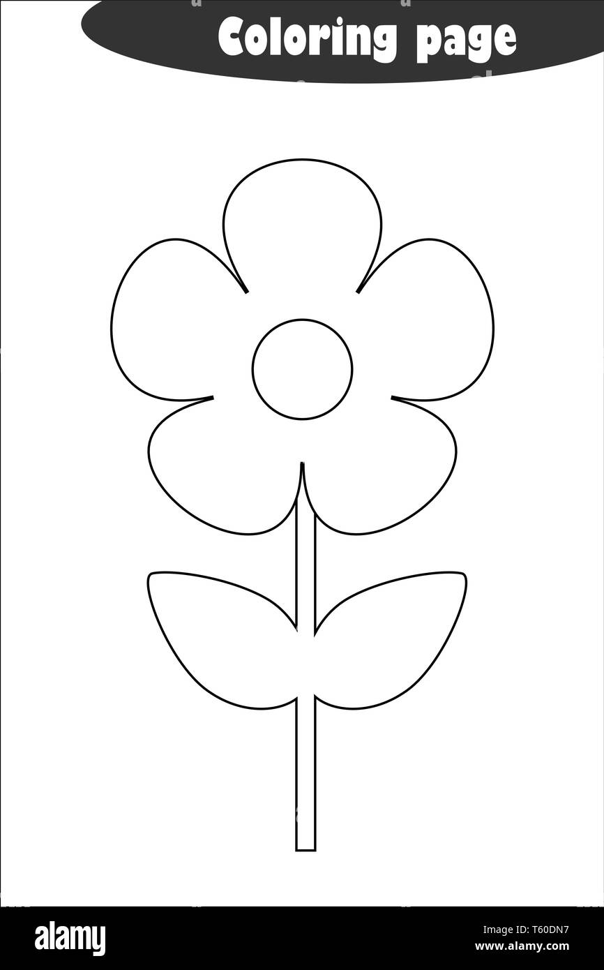 Flower in cartoon style coloring page spring education paper game for the development of children kids preschool activity printable worksheet stock vector image art