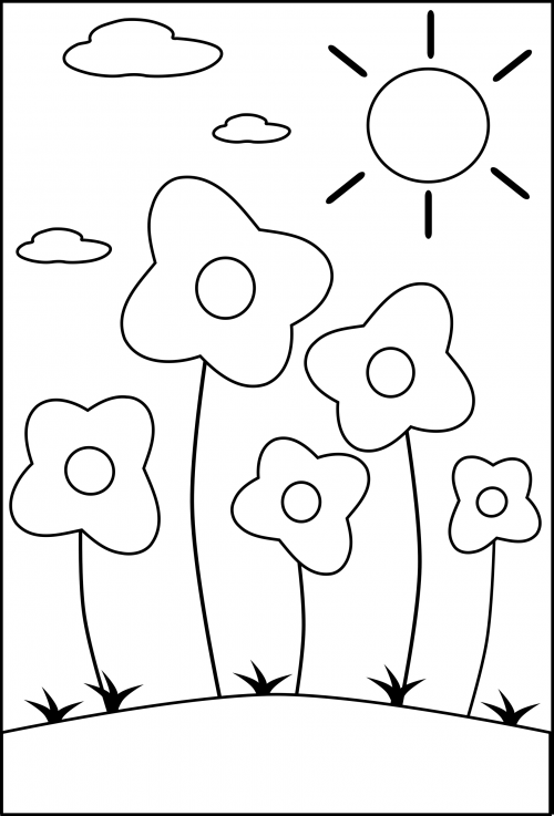 Preschool coloring page â flowers
