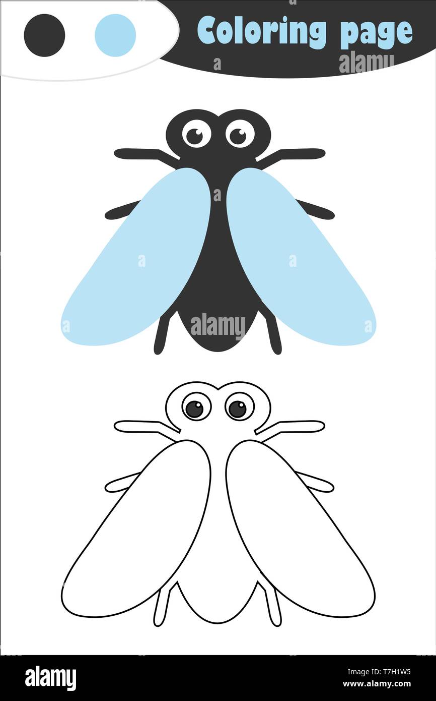 Fly in cartoon style coloring page spring education paper game for the development of children kids preschool activity printable worksheet vector stock vector image art