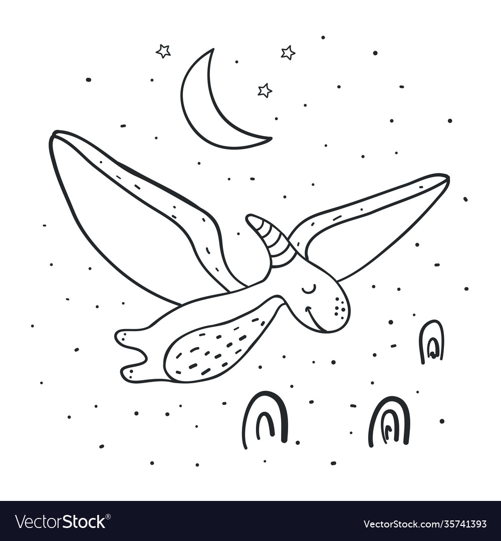 Flying dinosaur coloring page royalty free vector image