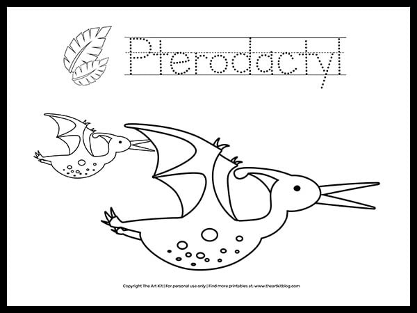 Free pterodactyl dinosaur coloring page printable â the art kit
