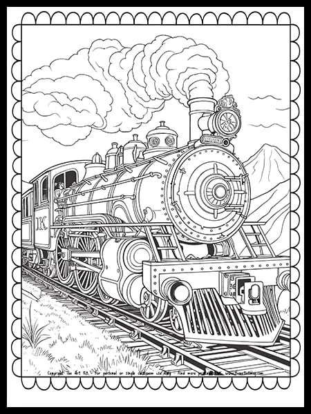 Free printable train coloring page â the art kit
