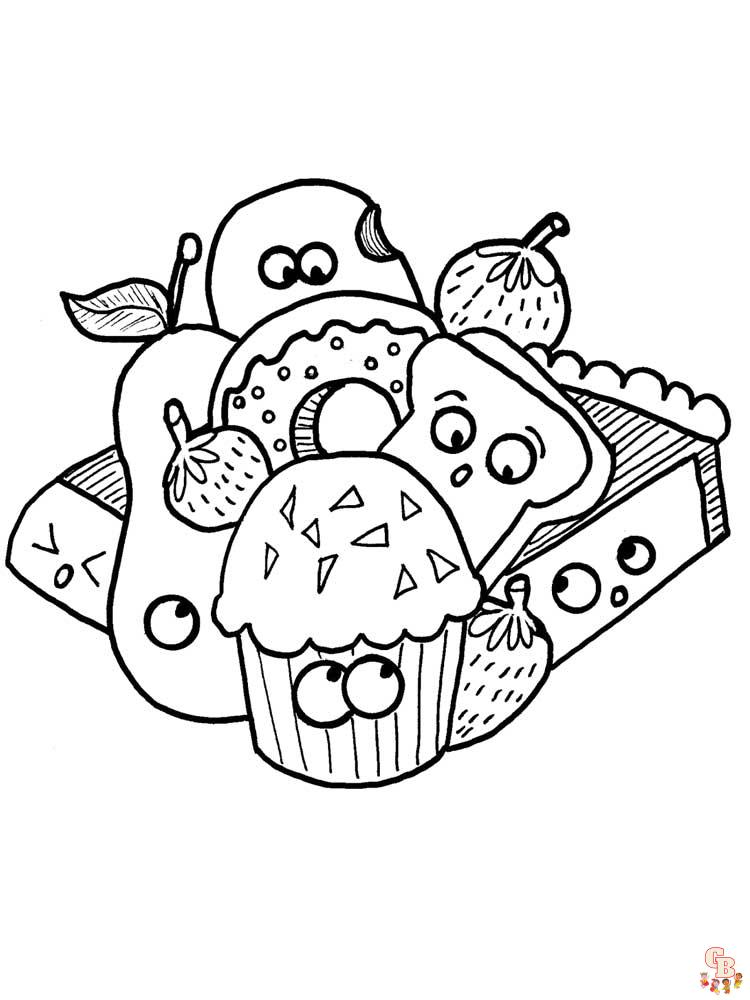 Cute food coloring pages free and printable sheets