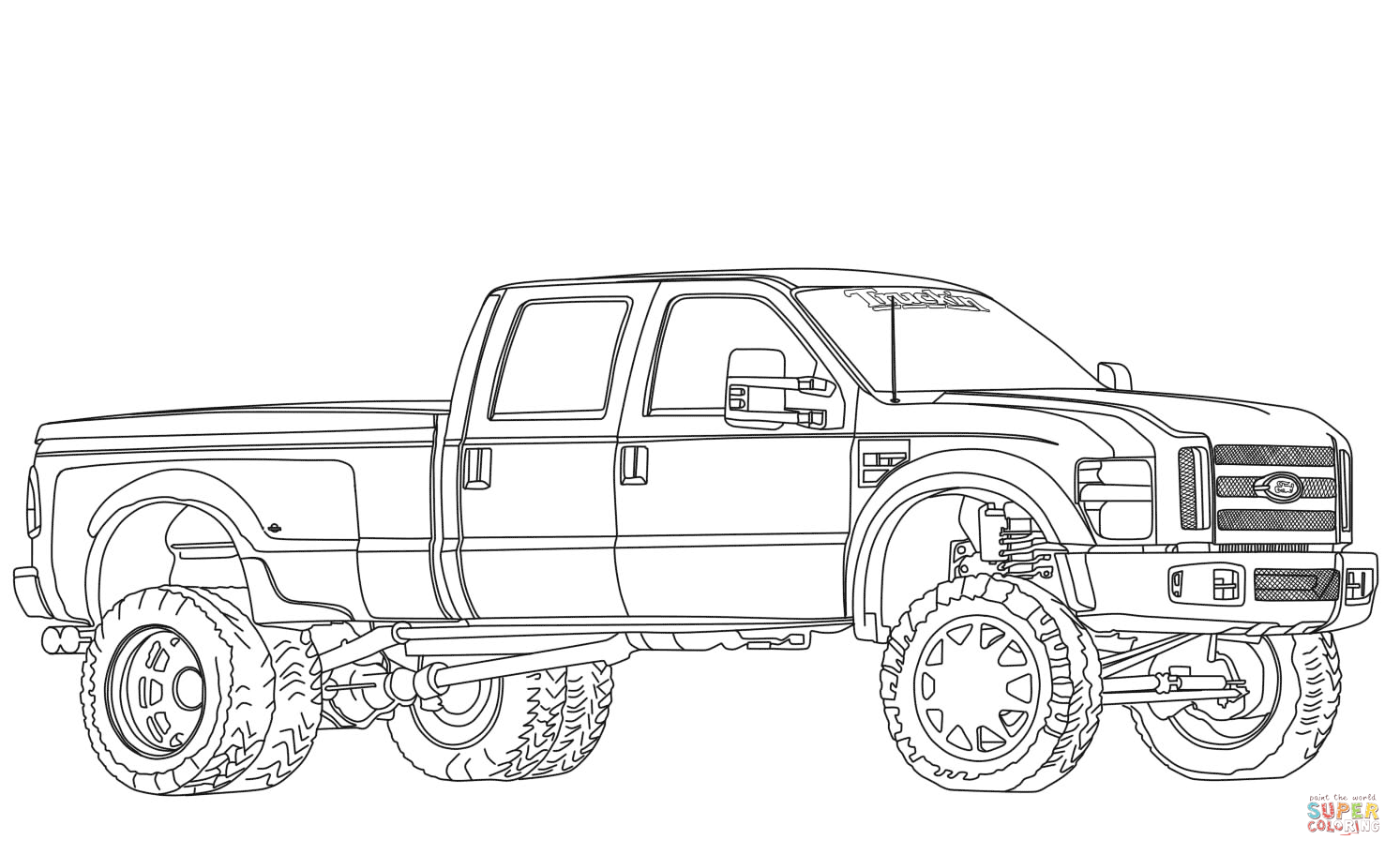 Ford f dually lifted coloring page free printable coloring pages truck coloring pages cars coloring pages monster truck coloring pages