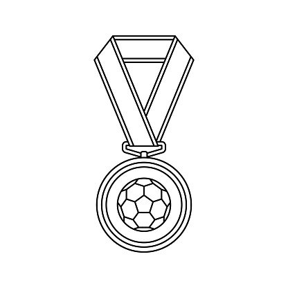 Coloring page with medal for kids stock illustration