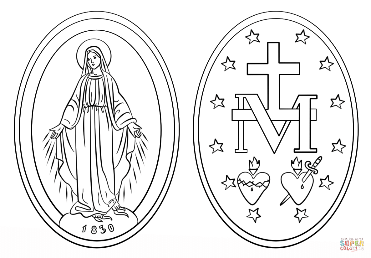 Miraculous medal coloring page free printable coloring pages