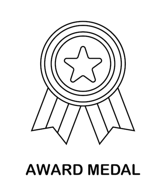 Premium vector coloring page with award medal for kids