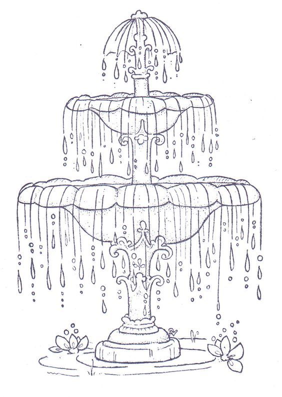 Fountain coloring pages paper embroidery coloring books