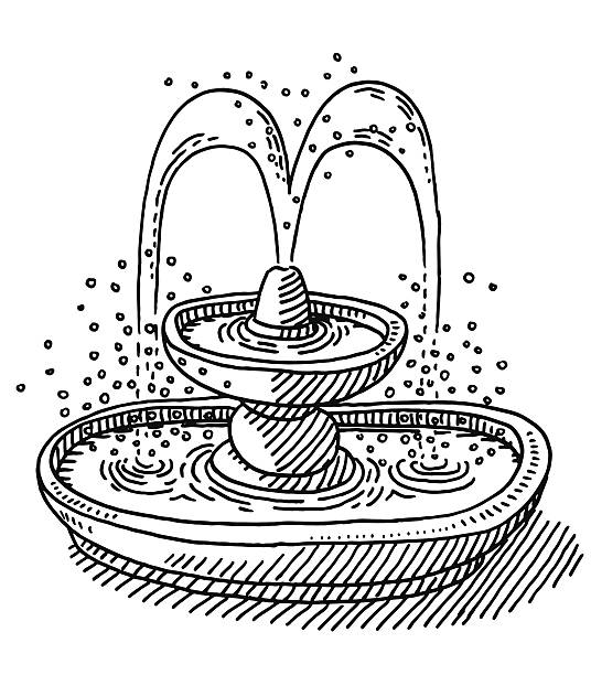 Water fountain drawing stock illustration