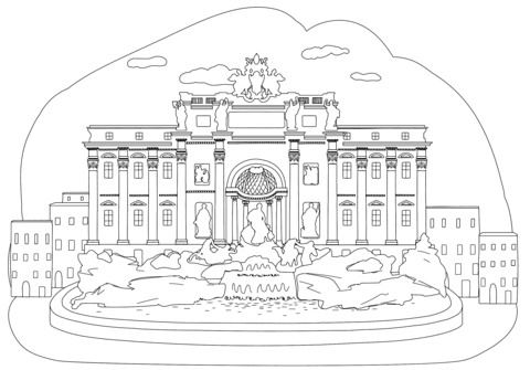 Trevi fountain coloring page free printable coloring pages
