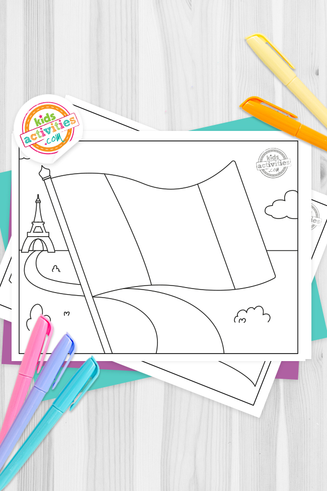 Free french flag coloring page kids activities blog