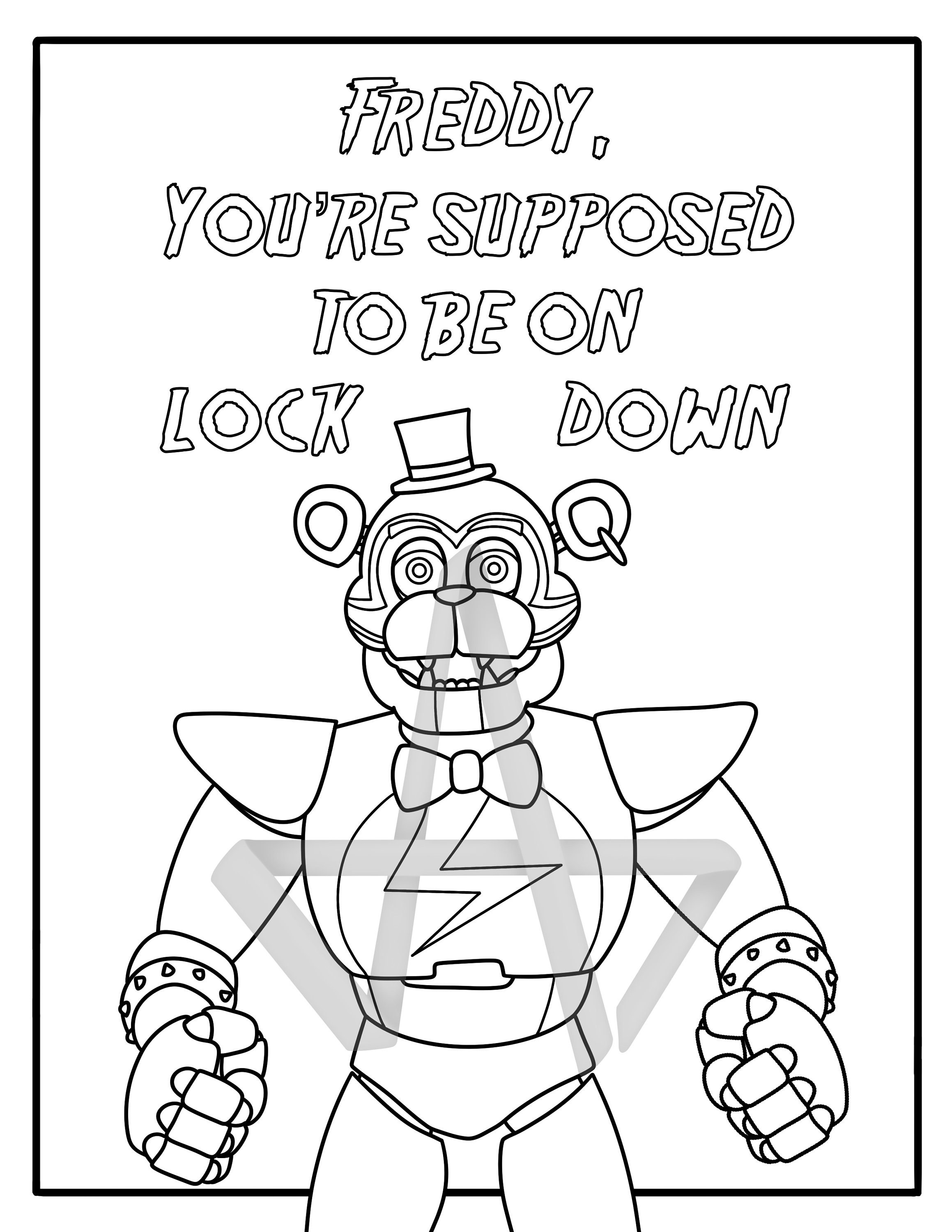 Freddy on lockdown adult digital coloring page