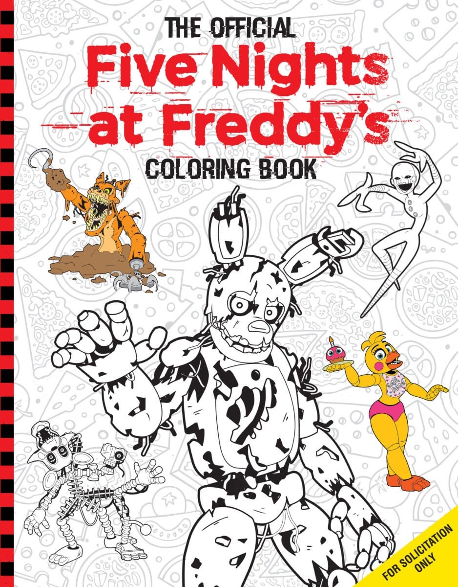 Official fnaf coloring book cover including springtrap twisted foxy the puppet toy chica and mangle rfivenightsatfreddys