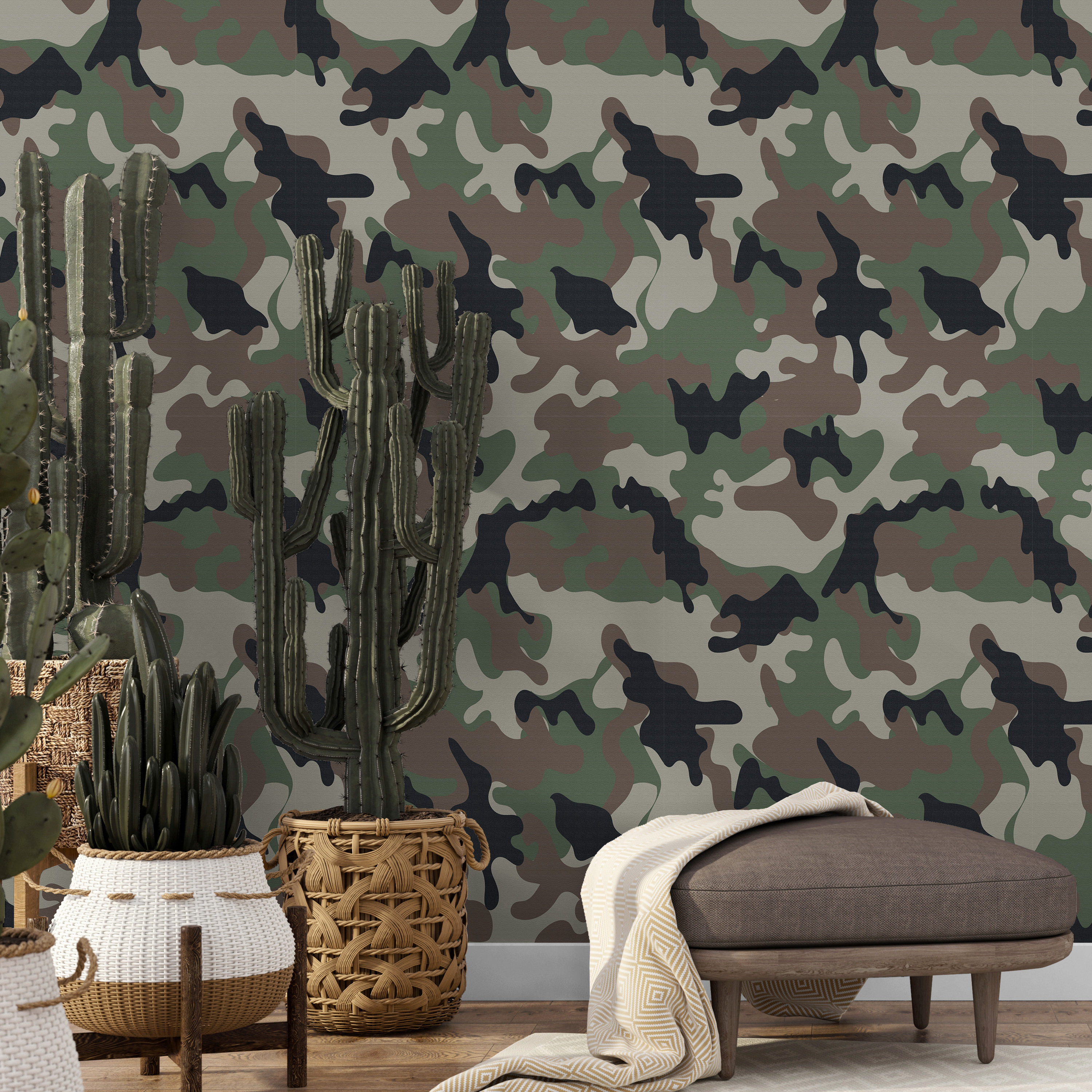 Military camouflage wall mural abstract army green camo wallpaper for