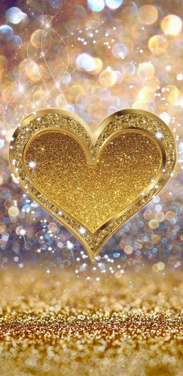 Download gold sparkle heart wallpaper by prcessofwallpapers