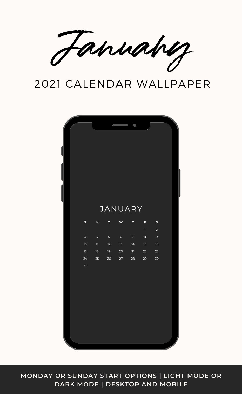 January free calendar wallpaper