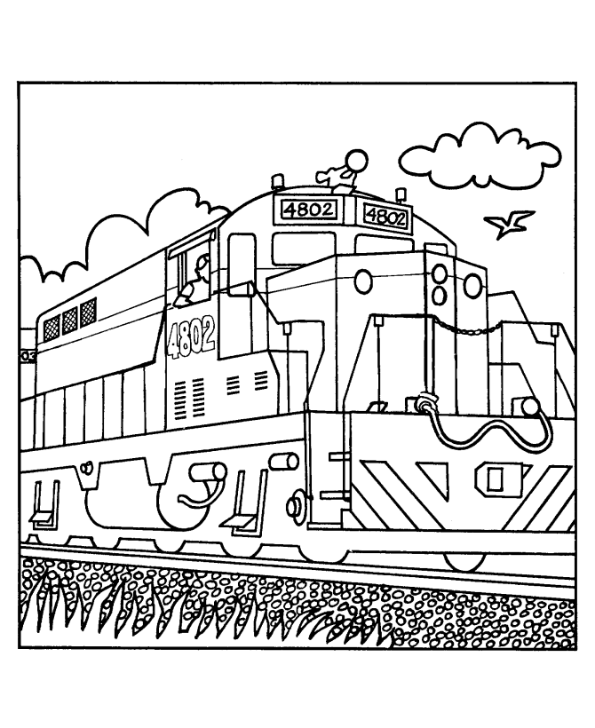 Freight train and railroad coloring pages