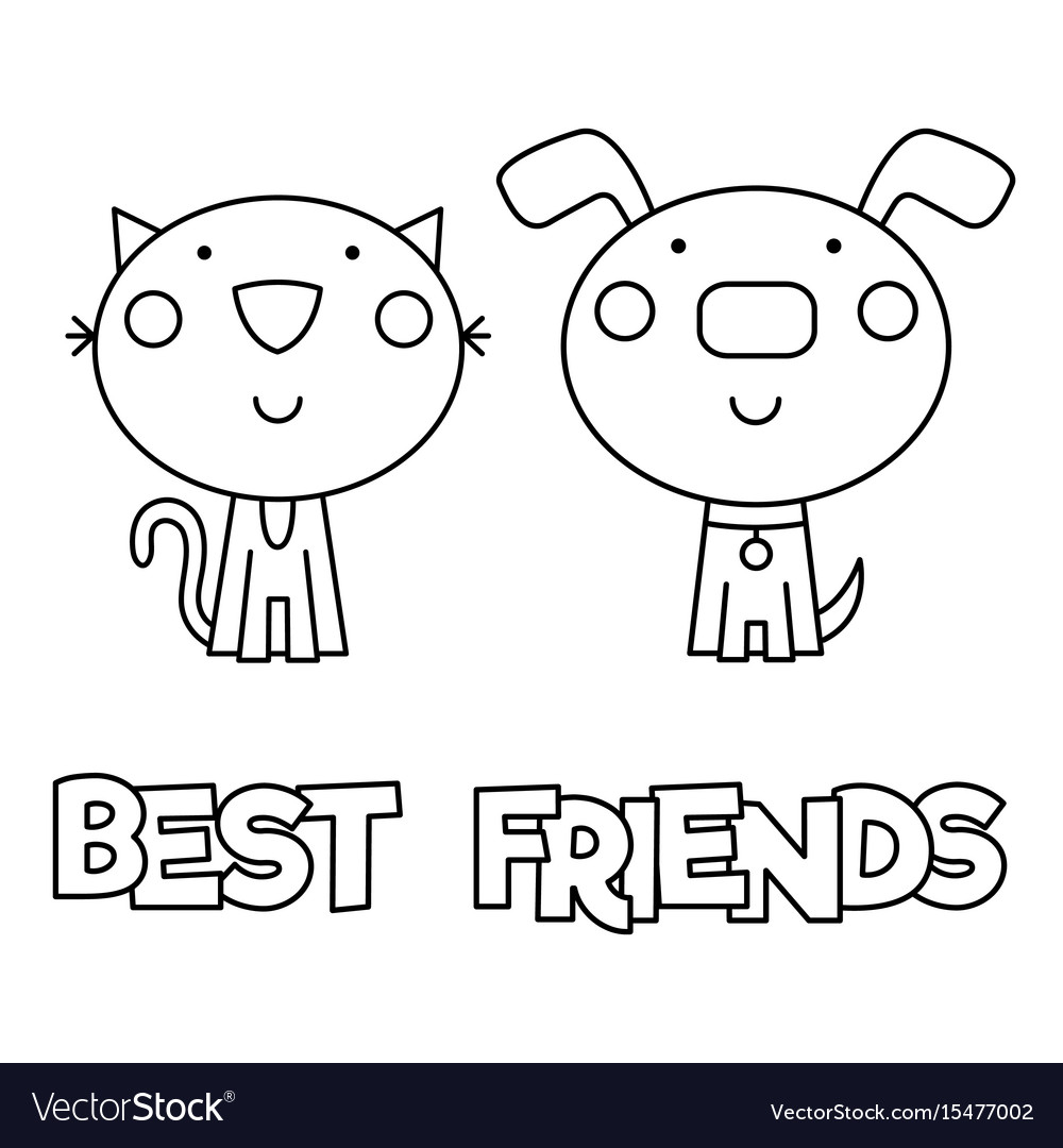 Best friends coloring page royalty free vector image
