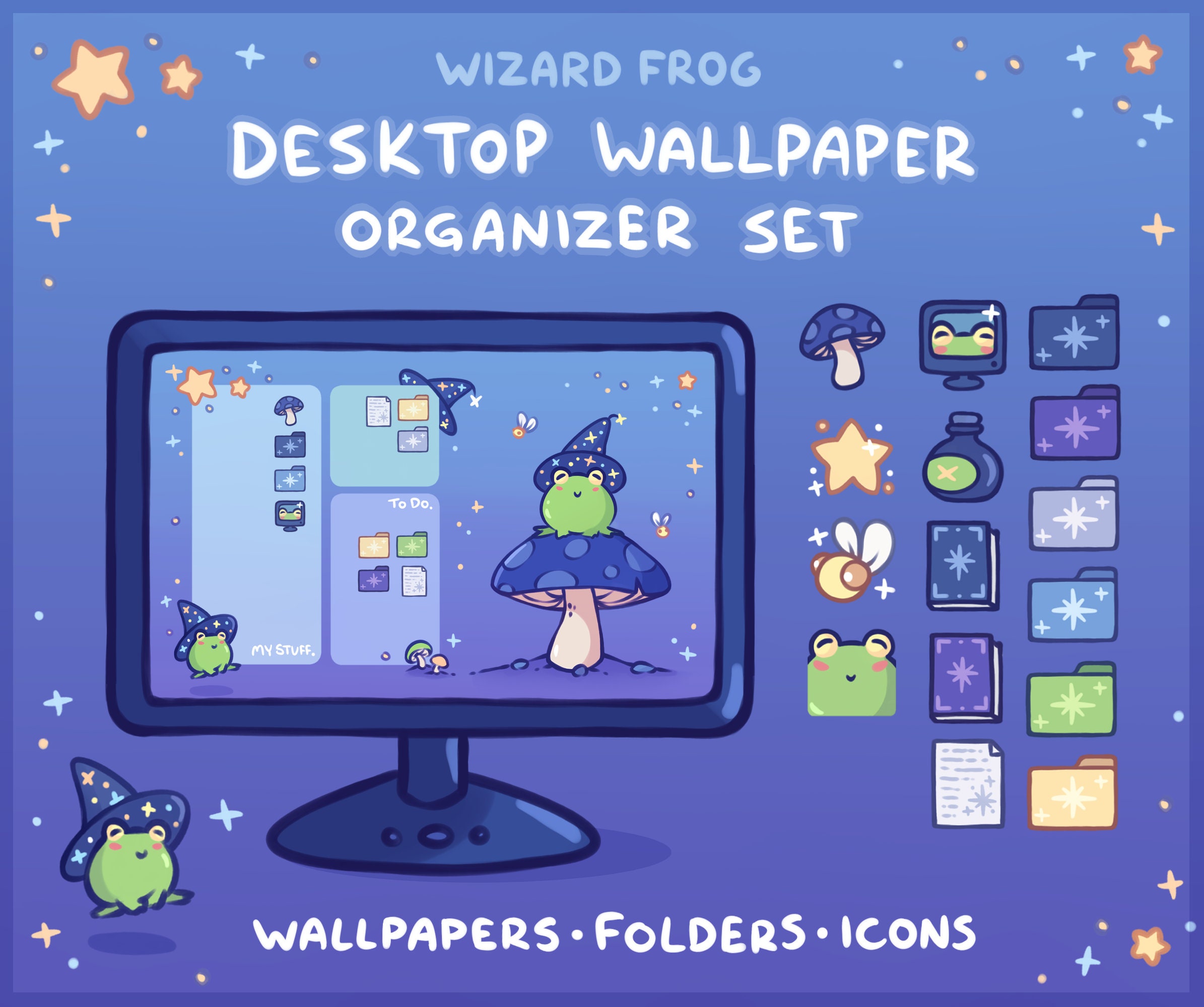 Wizard frog puter desktop thema hintergrund wallpaper