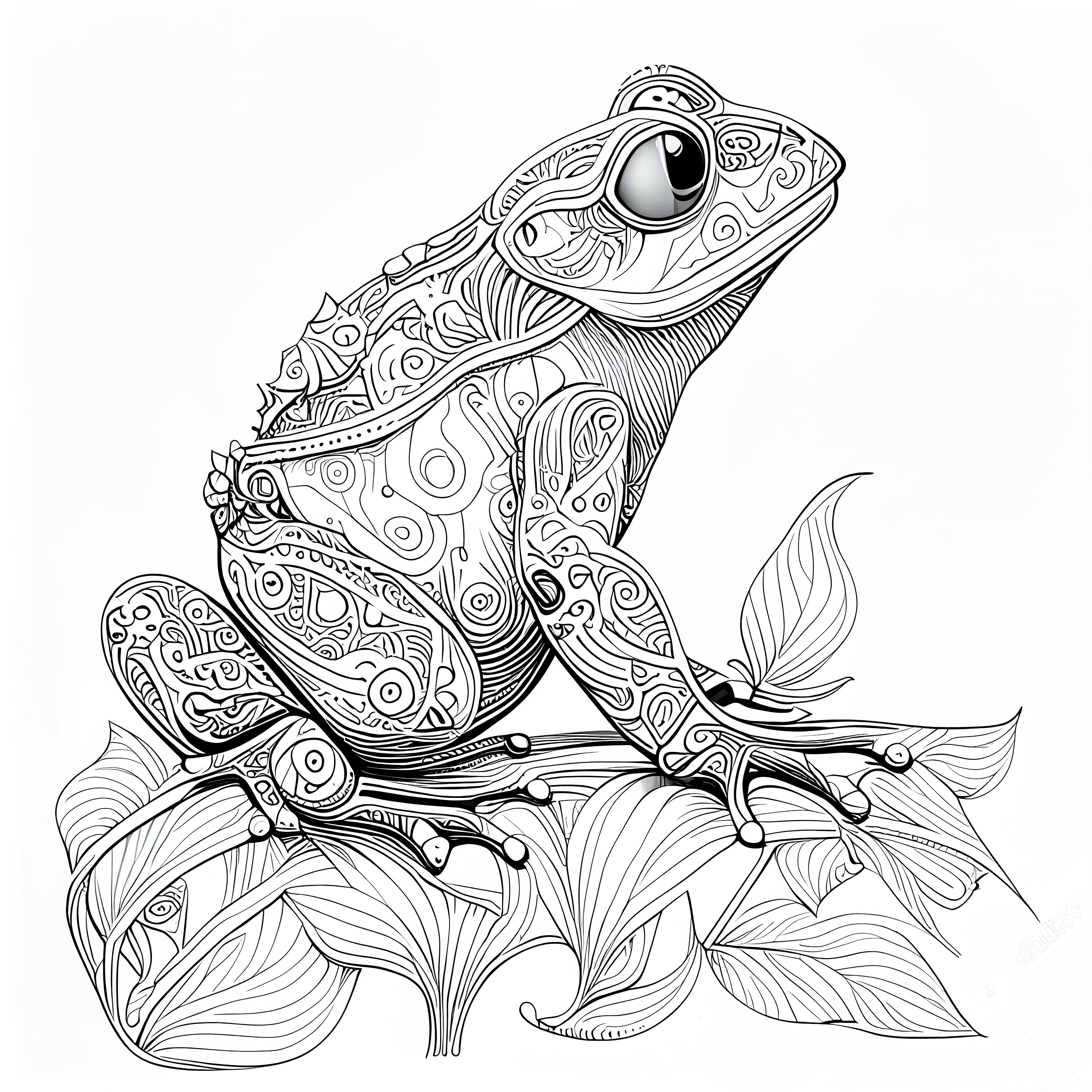 Pack stress relief coloring page frogs digital print filigree detailed mandala instant download set coloring pages for adults download now