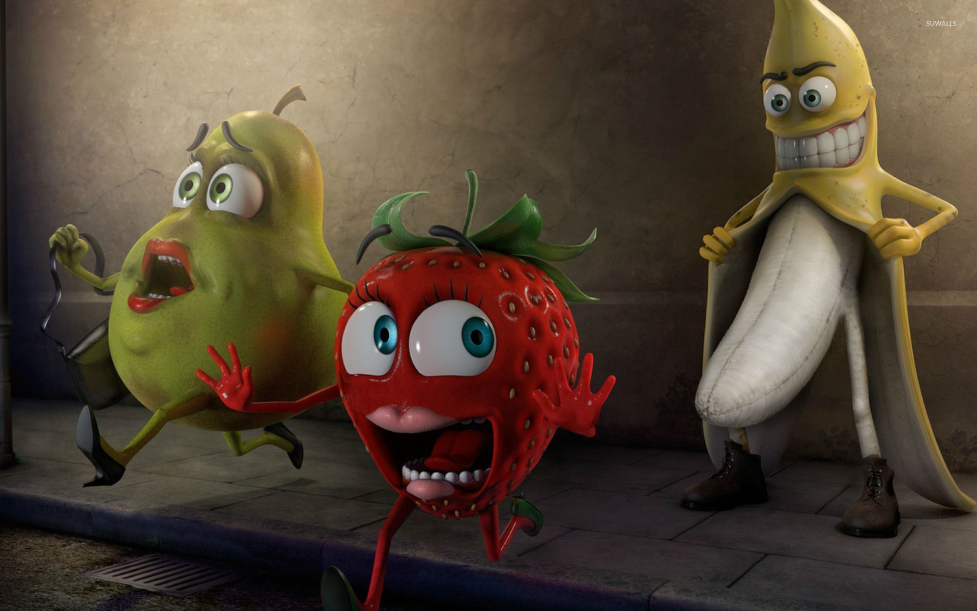 Funny fruits wallpaper