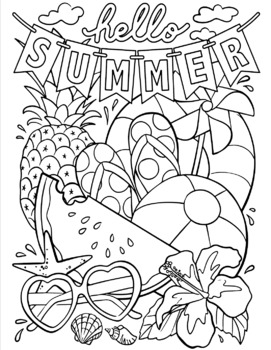 Summer coloring pages easy fun art free time activity back to school