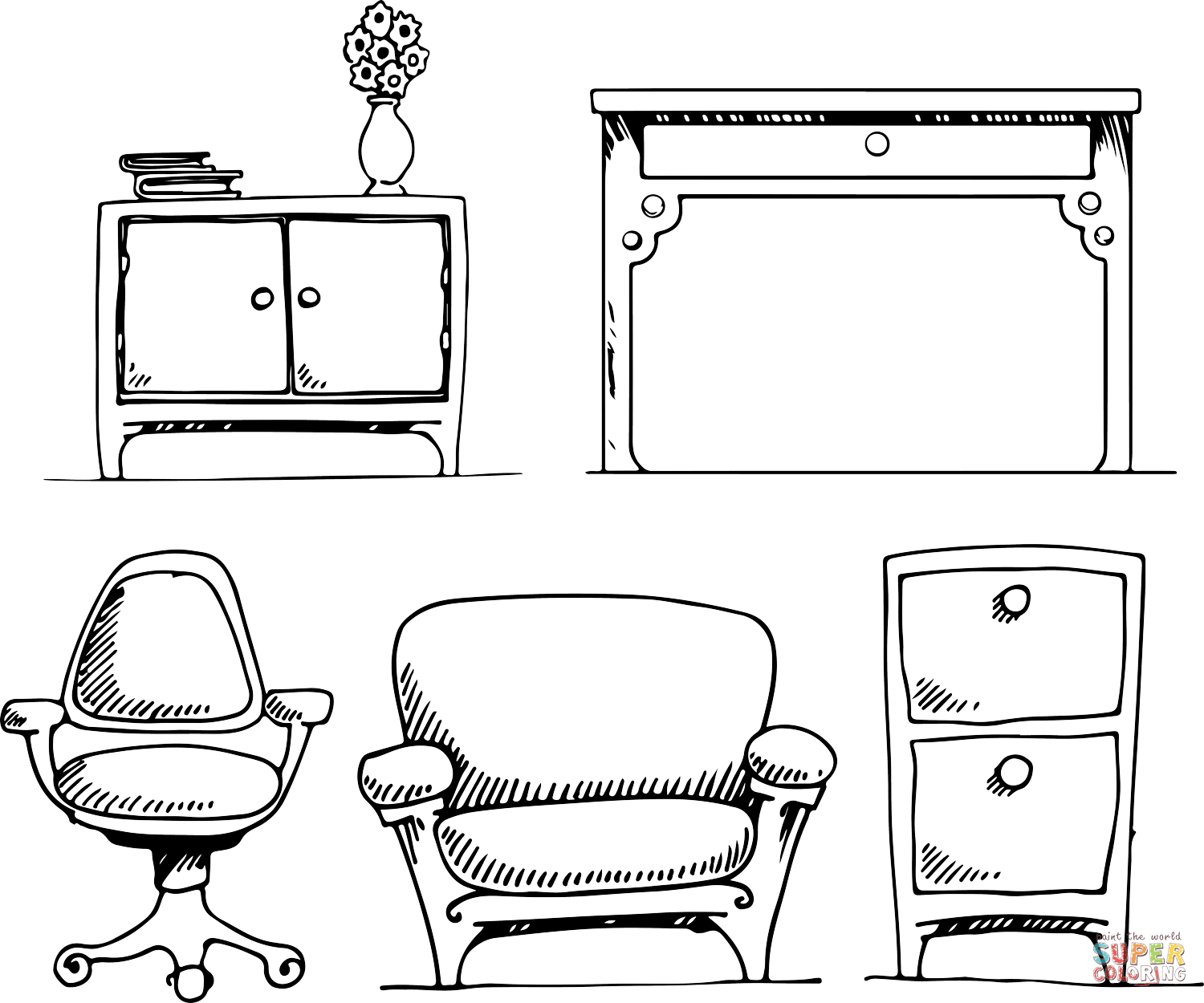 House furniture coloring page free printable coloring pages